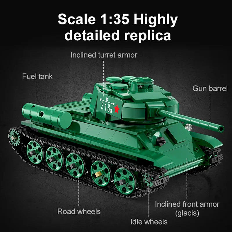 Cada 727Pcs Remote Control Military T34 Medium Tank Building Blocks Compatible City RC Army Bricks Toys Boy