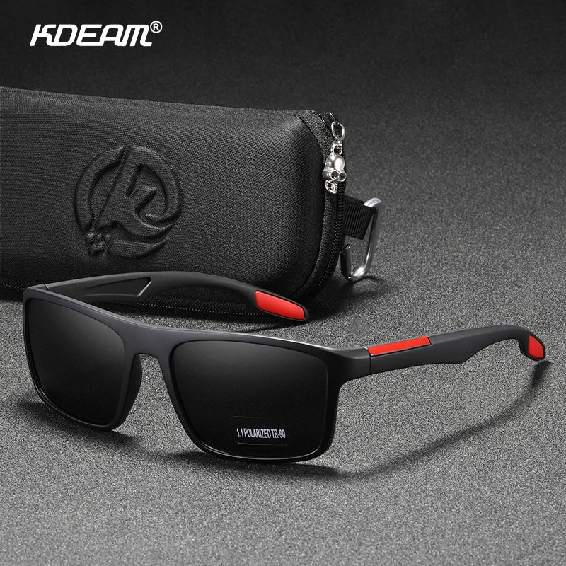 KDEAM Rectangular Ultra Light Sports Sunglasses Men Polarized TAC 1.1mm Thickness Lens Driving Sun Glasses Women Cat.3
