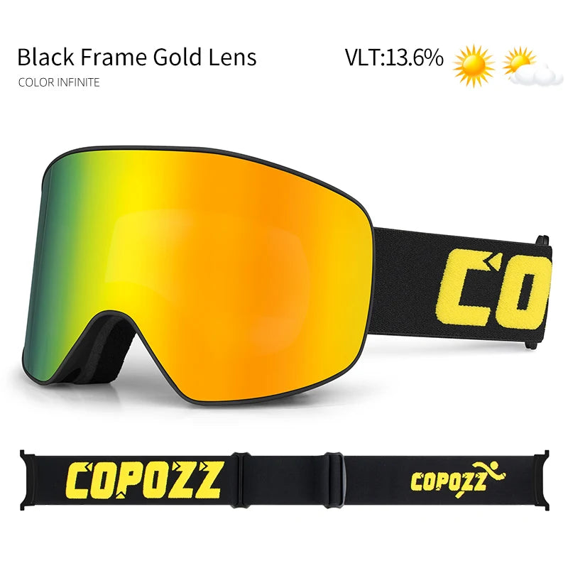 COPOZZ Brand Ski Goggles Men Women Double Layers Big Snowboard Goggles Anti-fog UV400 Skate Skiing Snowboard Goggles