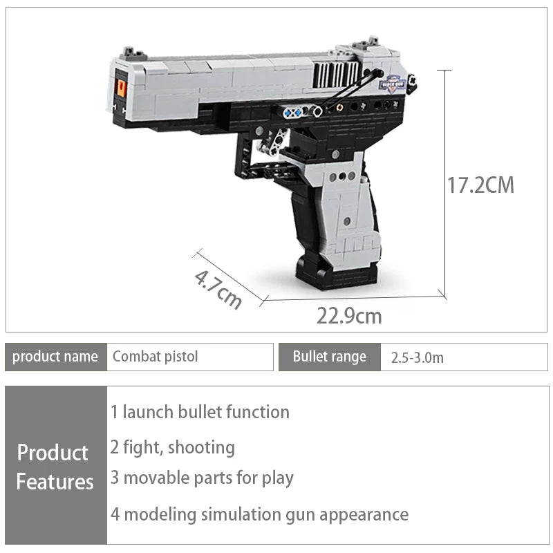 Cada Military Desert Eagle Pistol MK23 Pistol Uzi Submachine Gun Building Blocks City Police Bricks Children Toy Gifts