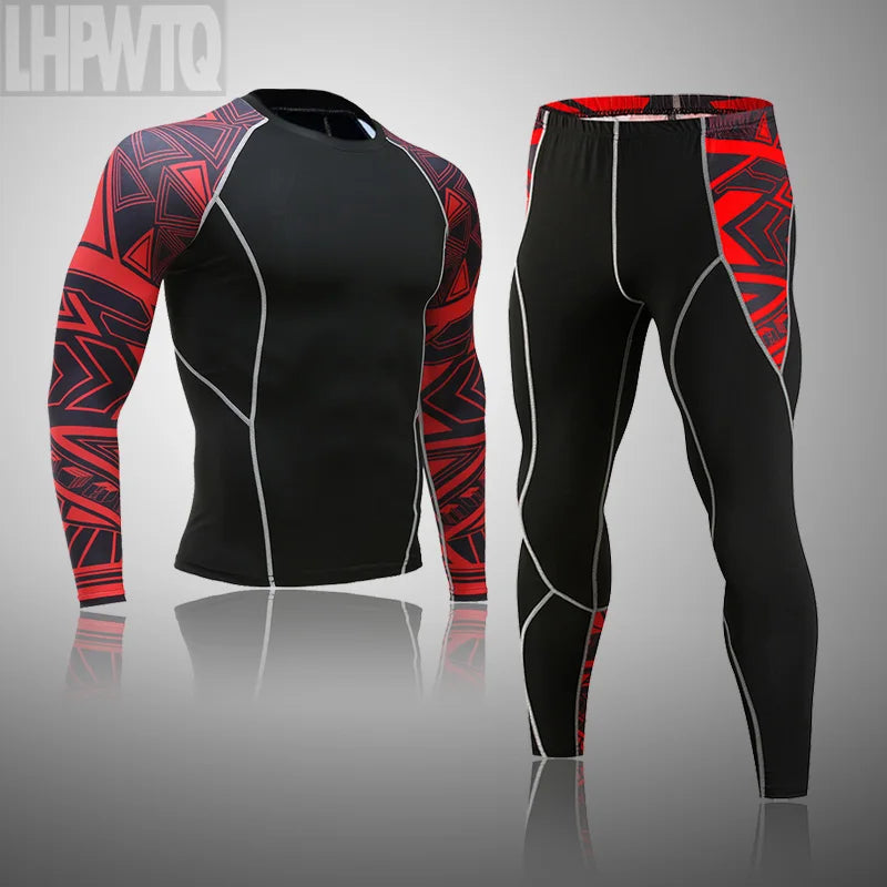 Men's Ski Thermal Underwear Set Motorcycle 4 Seasons Skiing Warm Base Layers Sportwear Tight Long Shirt & Tops Set Clothing
