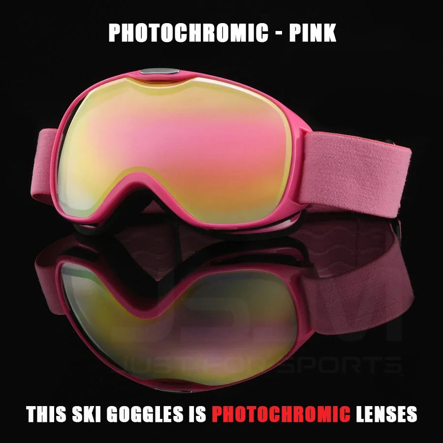 JSJM New Photochromic Kids Ski Goggles Anti-fog Children Snowboard Goggles Double UV400 Skiing Mask Glasses Outdoor Snow Eyewear