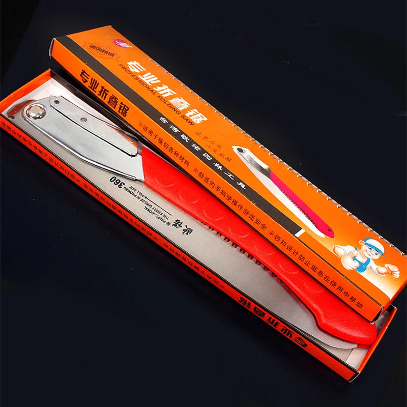 folding logging saw 16inch manganese steel For Wood Branches Cutting Tree Trimming Bamboo Pruning Bone 3 sided tooth safety lock