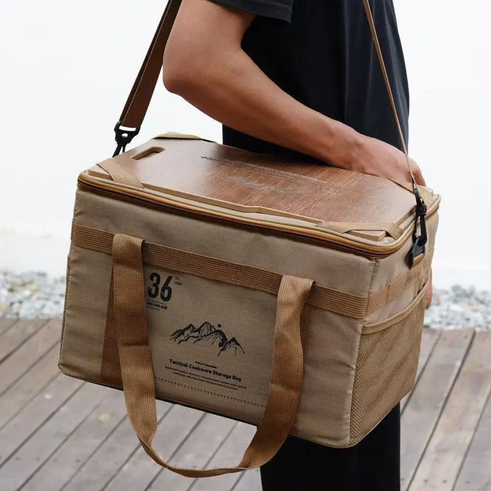 36L Tactics Picnic Bag Waterproof Travel Organizer Thermal Pack with Tabletop Portable Camping Equipment Cookware Storage Box