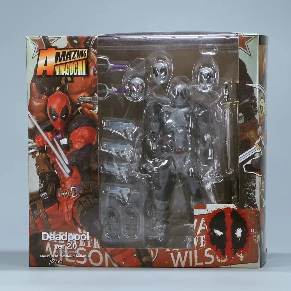 AMAZING YAMAGUCHI Deadpool 2.0 Grey Action Figure Mutants Joint Movable KAIYODO Wade SHF Model Movie Toys  Gift