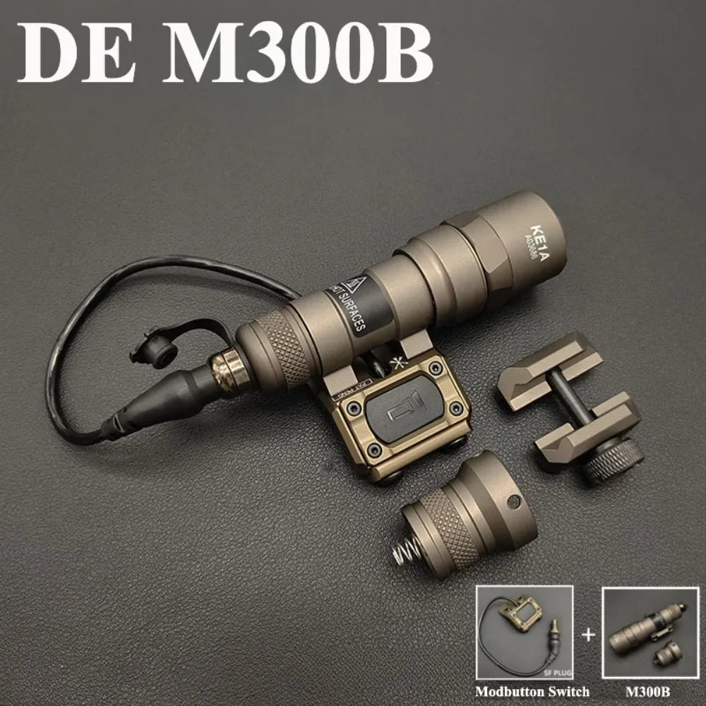 M300B M600B Upgrade Tactical LED Flashlight Gun Light Scout Strobe Fit 20mm Rail with Switch for Outdoor Hunting