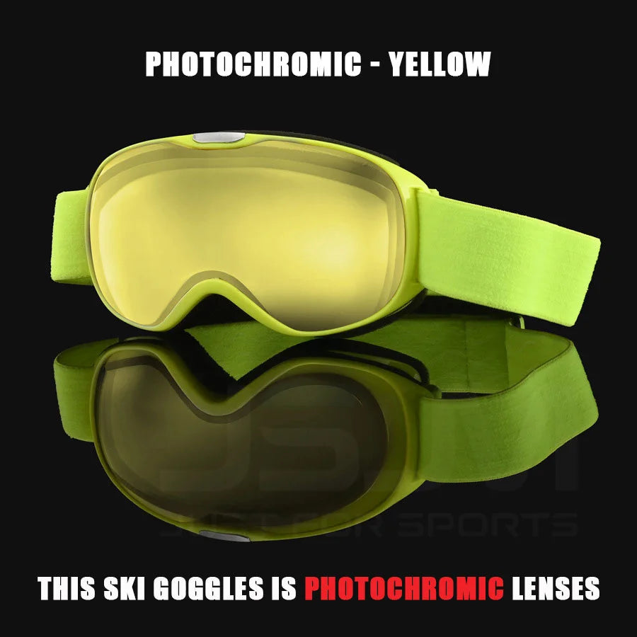 JSJM New Photochromic Kids Ski Goggles Anti-fog Children Snowboard Goggles Double UV400 Skiing Mask Glasses Outdoor Snow Eyewear