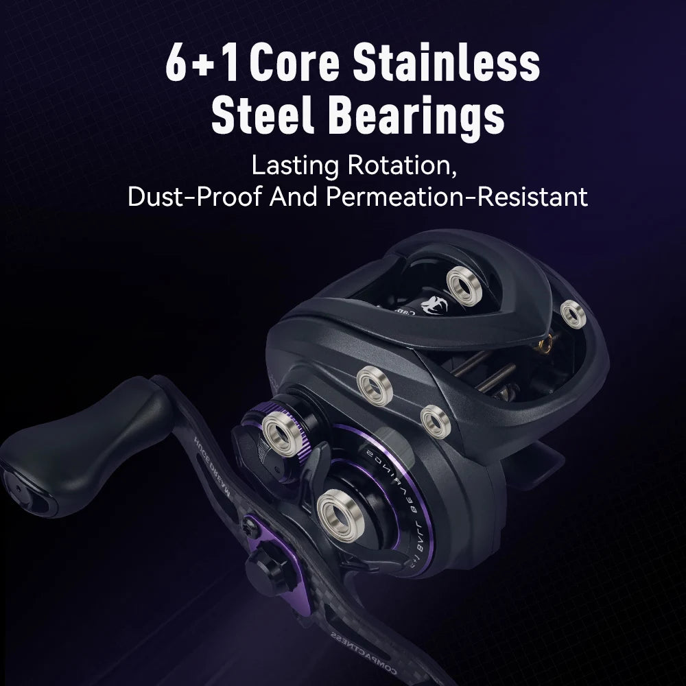 Kingdom Micro Monster Pro PRO+  Baitcasting Fishing Reel 4K/6kg Max Drag 7.6:1 Gear Ratio 138g Ultra-light Carbon Fishing Reel