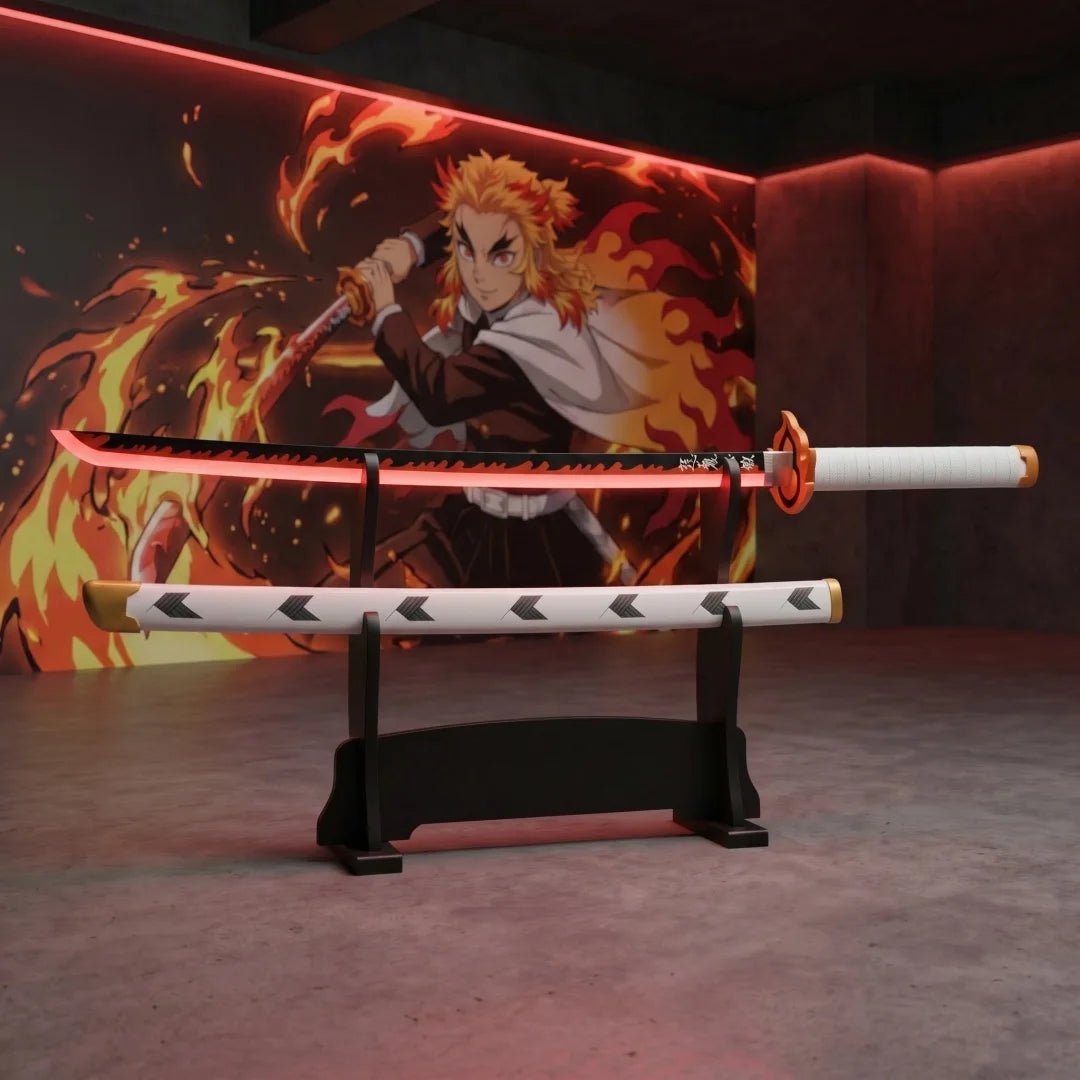 40inch Luminous Kyoujurou Katana Kimetsu No Yaiba Anime Demon Slayer Cosplay Prop Light Sword Real Size Japanese Katana Toy Gift