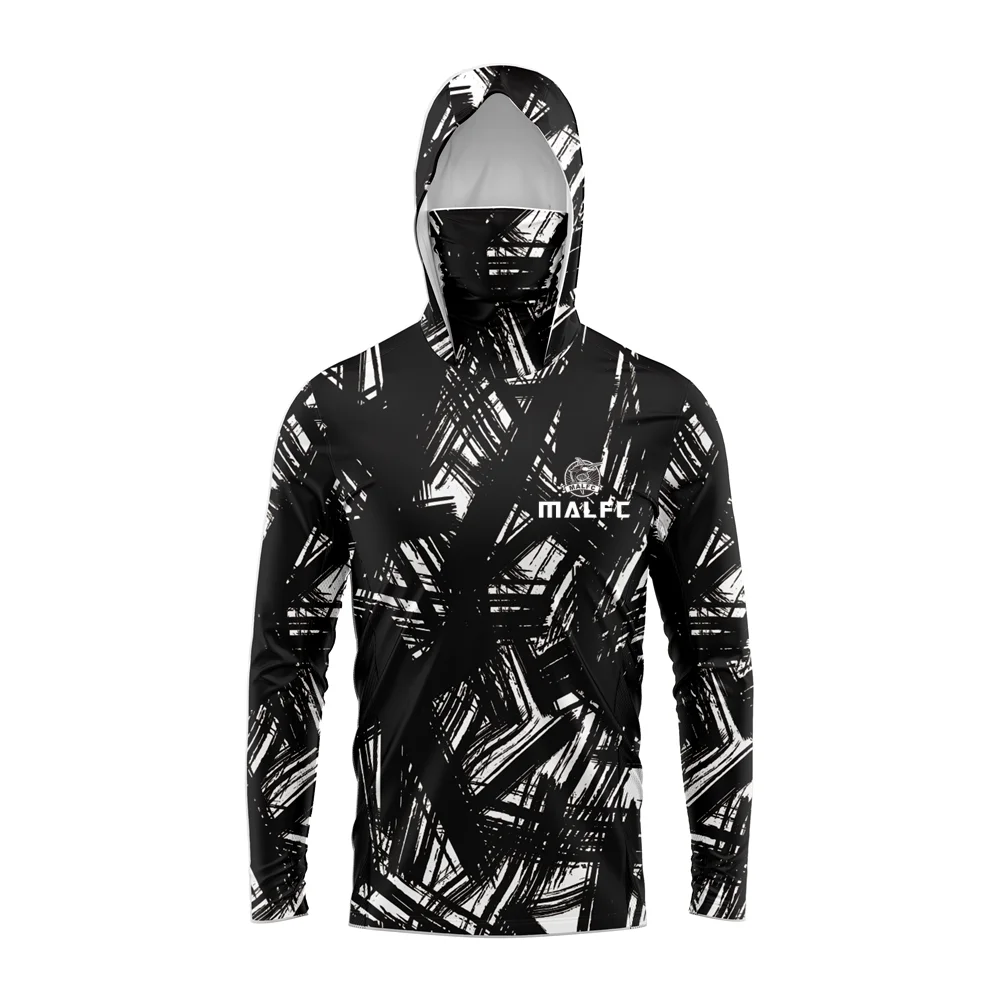 MALFC Men Hood Fishing Shirt long sleeve fishing t shirt uv protection Fishing Apparel