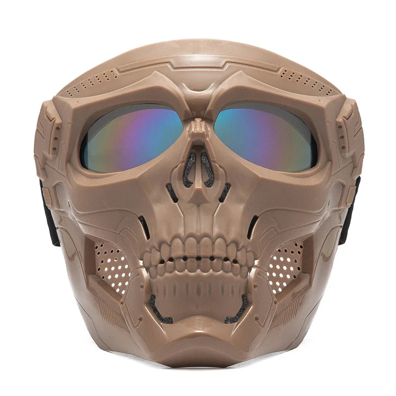 Cycling Colored Goggle Motorcycle Skull Skeleton Mask Windproof Full Face Mask Paintball Game Tactical Protection Helmet Mask