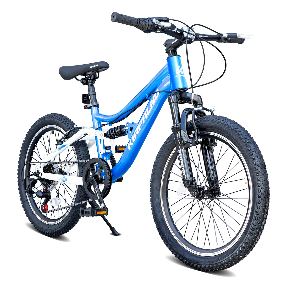 20 Inch Kids Mountain Bike Full Suspension, 7-Speed Mountain Bicycle with Dual V-Brakes and Carbon Steel Frame, MTB Bike for Boys Girls 7-15 Years Old