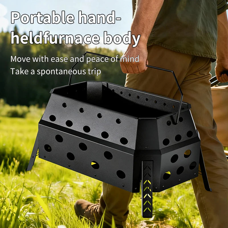 Por Folding Campfire Grill Outdoor Wood Burning Stove for Camping And Hiking Lightweight Charcoal Fire Pit