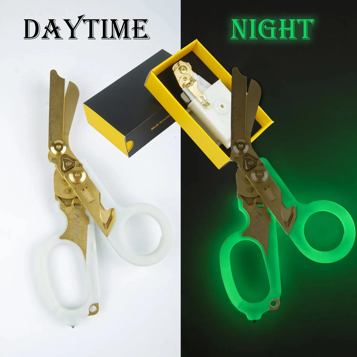 Sanke Rescue Trauma Shears Emergency Scissors Tool Stainless Steel Foldable Trauma Shears with Strap Cutter Glass Breaker EDC
