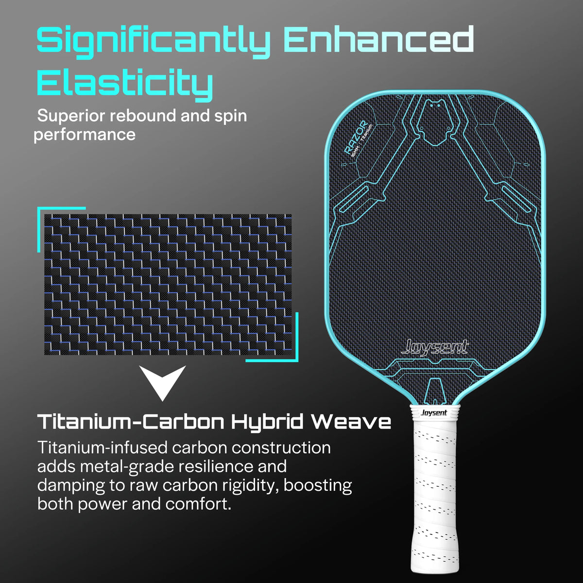 Joysent Pickleball Paddle Titanium Carbon Fiber Weave Surface Pickleball Racket For Spin&Control 16mm PMI Gen4 Core Thermoformed