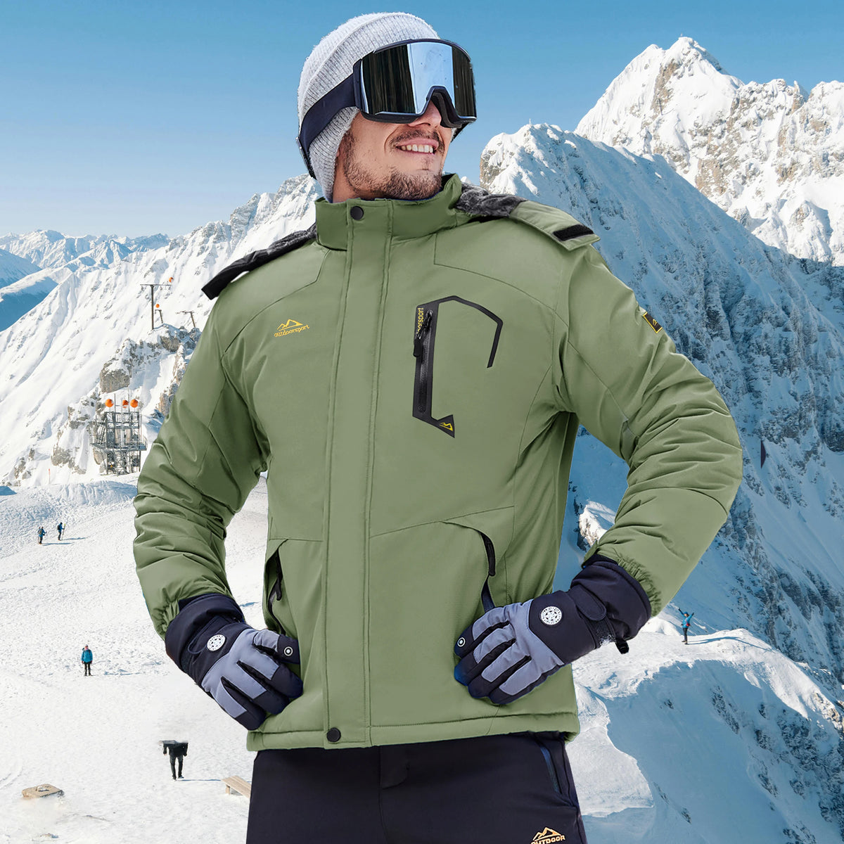 TACVASEN Men's Waterproof Fleece Lined Winter Jacket Windproof Multi-Pockets Warm Outdoor Coat Thermal Parka Raincoat with Hood