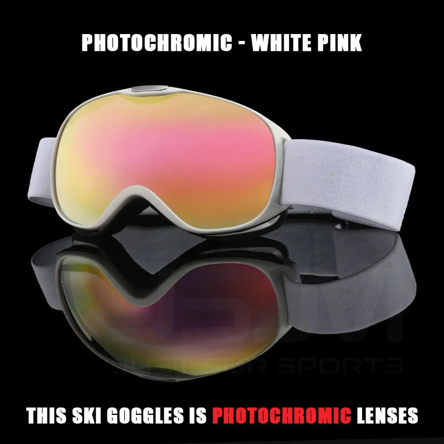 JSJM New Photochromic Kids Ski Goggles Anti-fog Children Snowboard Goggles Double UV400 Skiing Mask Glasses Outdoor Snow Eyewear