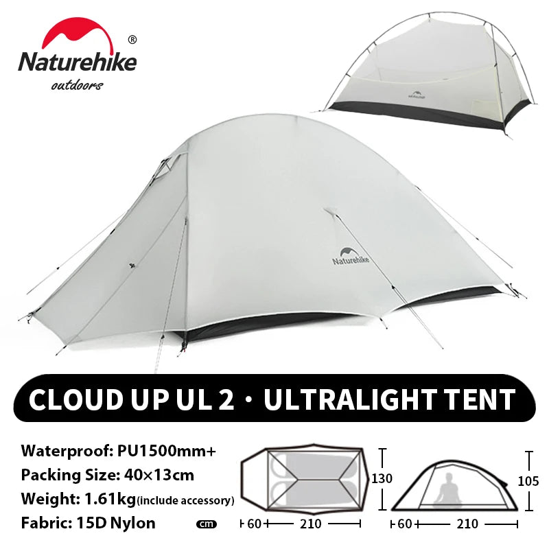 Naturehike Cloud Up 1 2 3 Person Camping Tent Ultralight Waterproof Trekking Tents Hiking Backpacking Shelter Tent Travel Tent