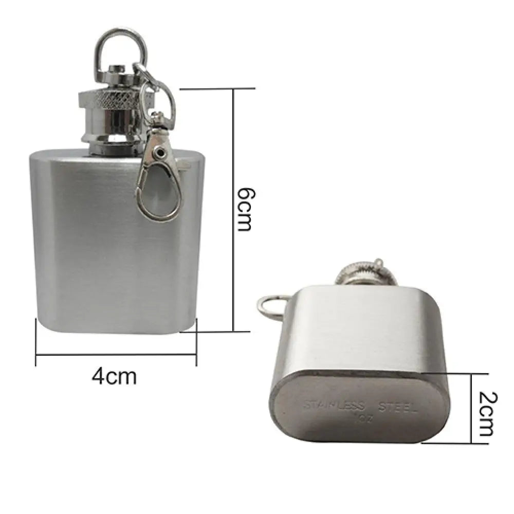 1 Oz Whiskey Wine Bottle Mini Pocket Key Chain Stainless Steel Liquor Hip Flask Screw Cap Flagon