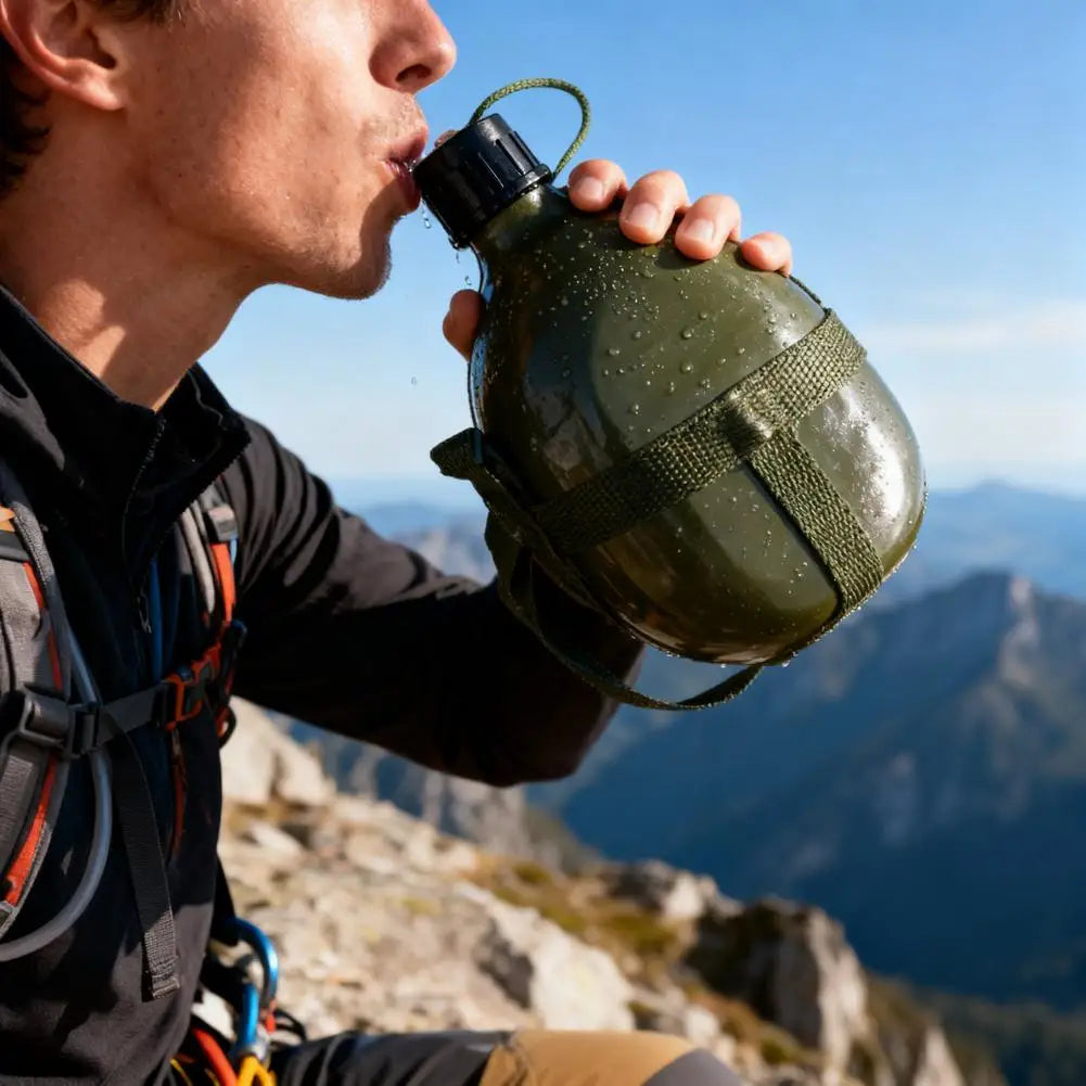 1PC Outdoor Military Canteen Bottle Large Capacity Survival Water Bottle Canteen Kettle For Outdoor Camping Travel Hiking Fish