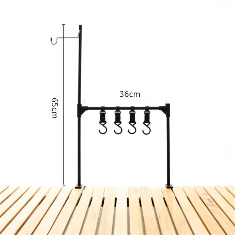 WESTTUNE Outdoor Desktop Storage Rack Camping Tableware Hanging Rack Ultralight Aluminum Alloy Shelves Stand Rack with Hooks