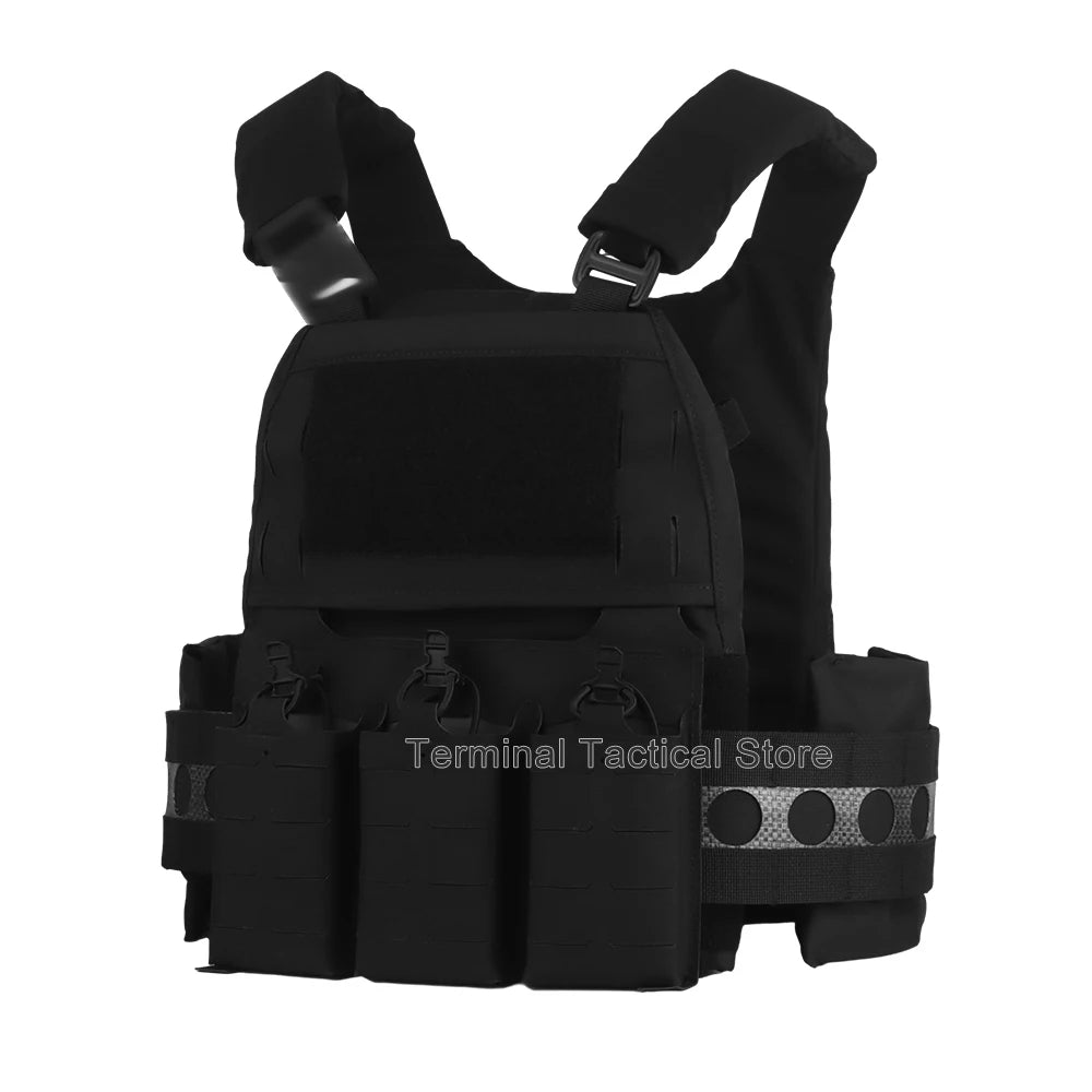 Ferro V5 FCPC Tactical Plate Carrier Quick Release Portable Body Armor Molle Airsoft Hunting Vest with 556 Triple Magazine Pouch