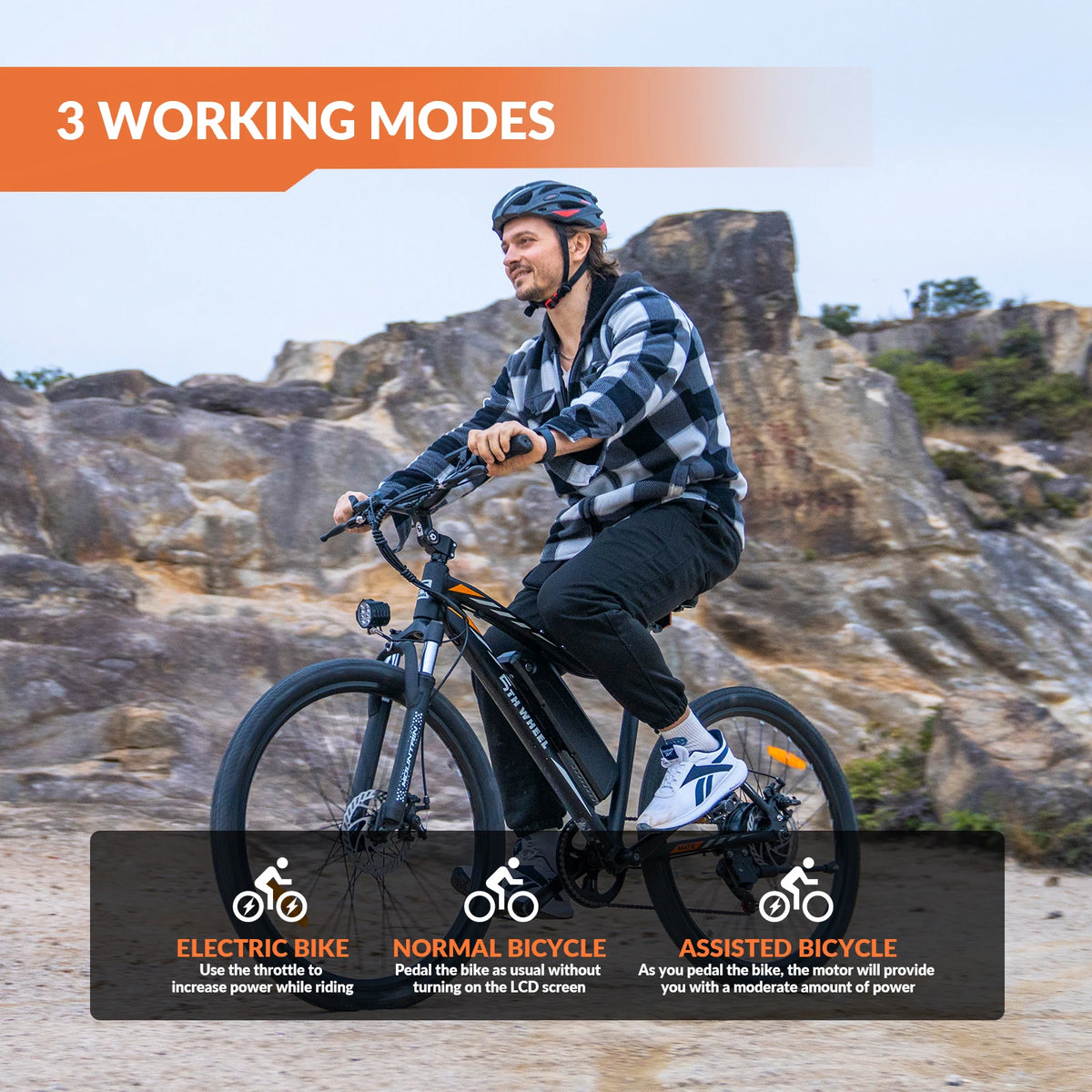 5TH WHEEL AB17 Electric Bike, 700W Peak Motor, 23Mph Max Speed, Color LCD Display, Front Suspension