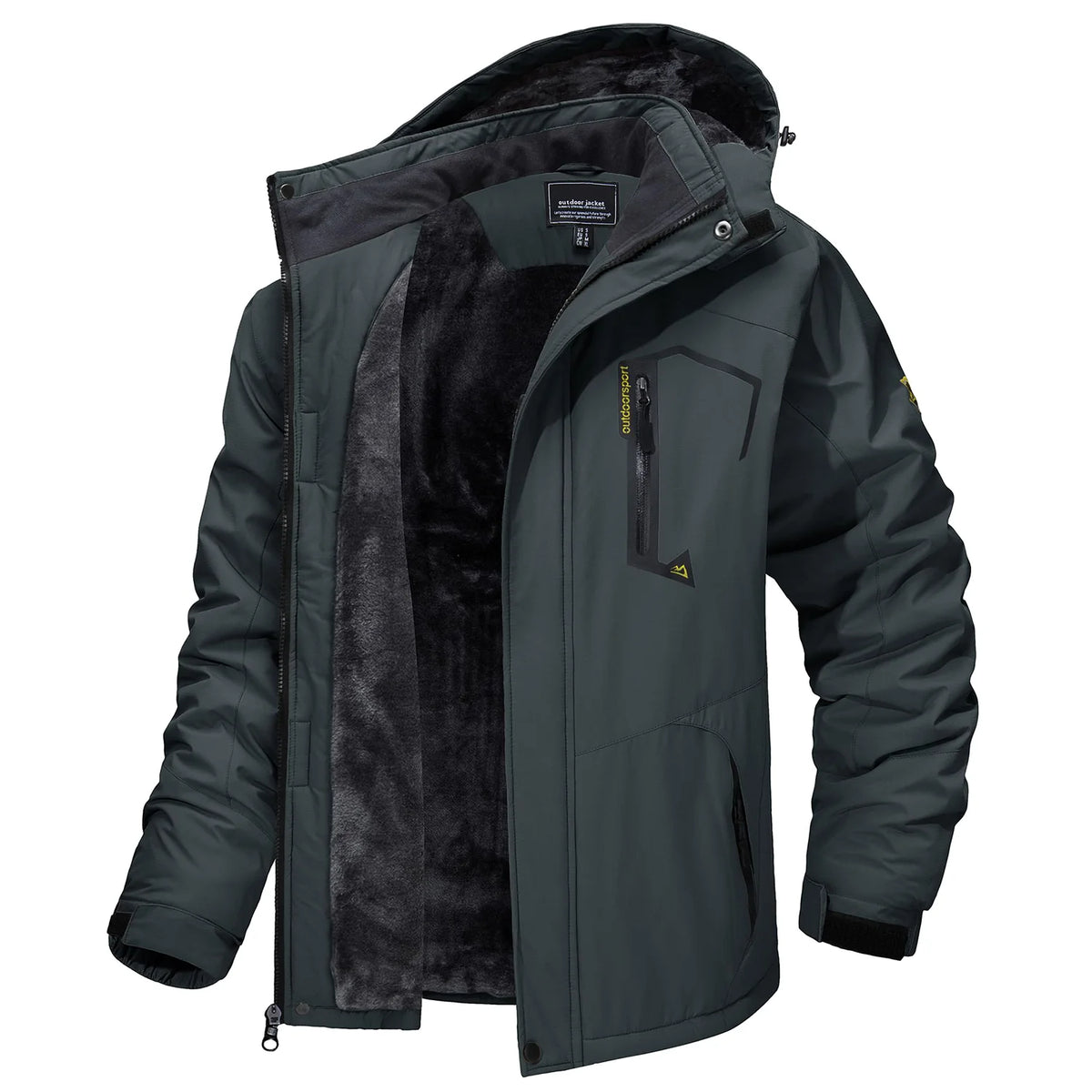TACVASEN Mens Winter Parka Jackets Waterproof Fleece Lined Warm Ski Coats Outdoor Fishing Padded Jackets With Multiple Pockets