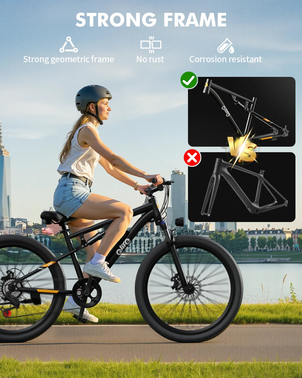Qlife Racer Ultra Electric Bike for Adults, Peak 1200W 48V 10.4Ah,  27.5" Tire Electric Mountain Bike, 28MPH 55 Miles Off-road Electric Bicycle, 21-Speed E-Bicycle with Full Suspension