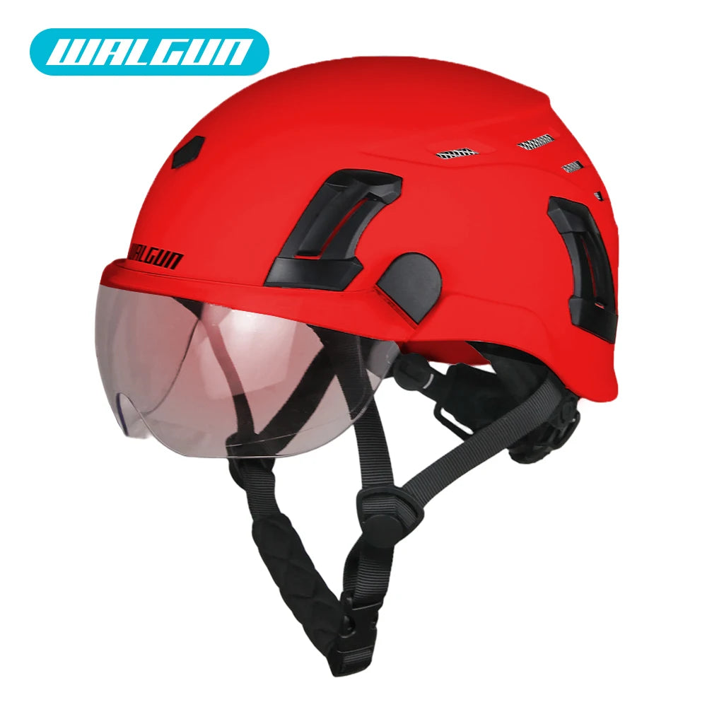 WALGUN K202 Construction Work Safety Helmet with Goggle Lens Visor Ear Protection Hat Electrician Work-at-height Climbing Helmet