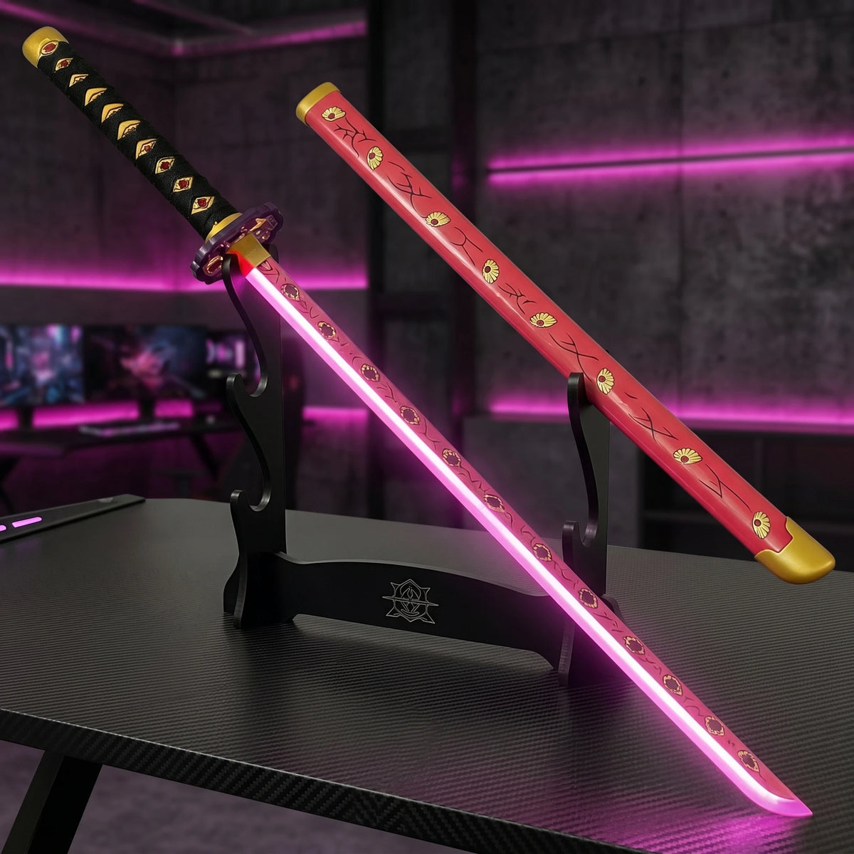 40inch Luminous Kyoujurou Katana Kimetsu No Yaiba Anime Demon Slayer Cosplay Prop Light Sword Real Size Japanese Katana Toy Gift
