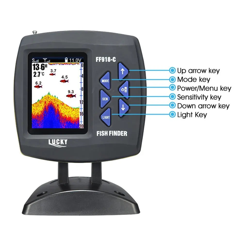 LUCKY FF918-CWLS New Wireless Fish Finder for Fishing Boats 980 ft Range 45 Degree Wireless Operating Range Fishing Fish Finder