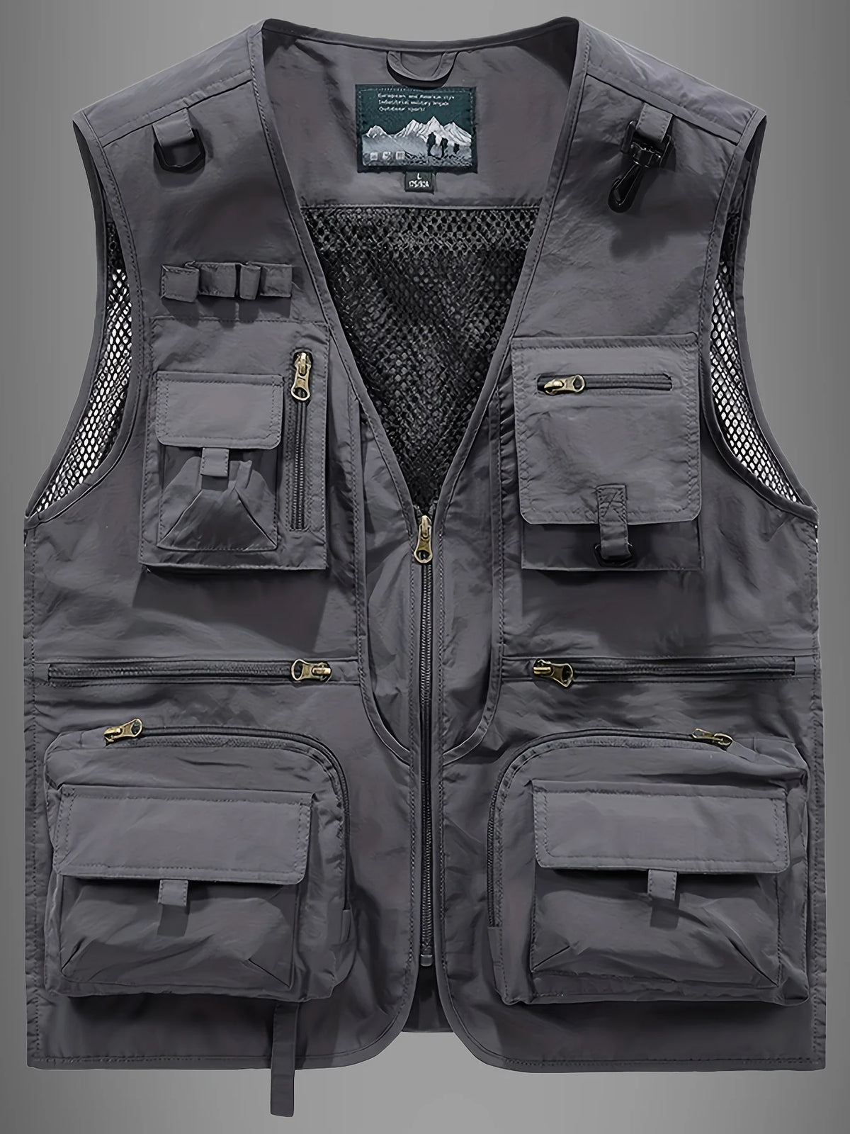 Men's Outdoor Workwear Vest Stand Up Collar Zipper Multifunctional Vest Fishing Photography Mountaineering Sleeveless Vest