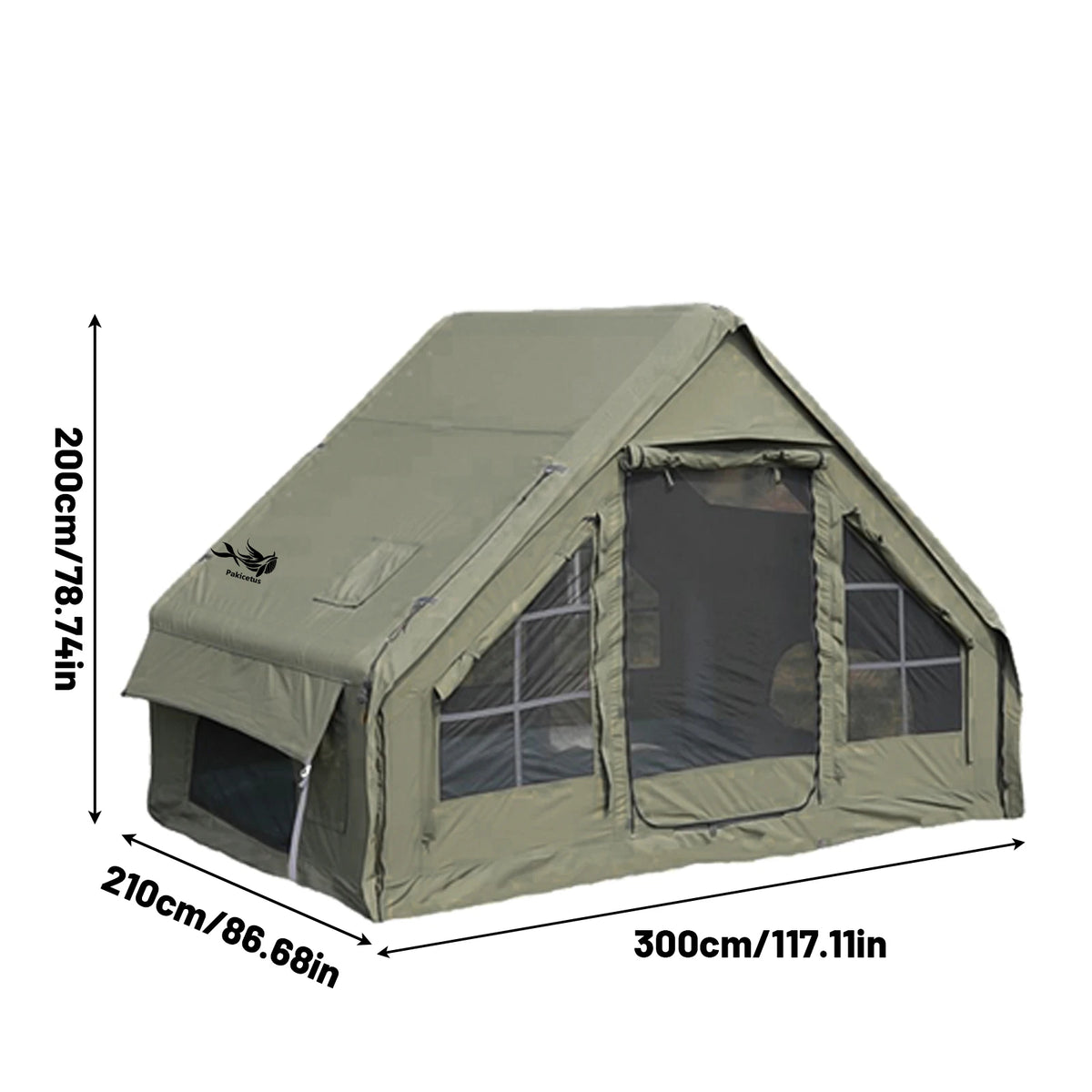 Large Inflatable Camping Tent with Skylight, Quick Air-Flow & Breathable Mesh Design, Summer Glamping Hot Tents for Ca