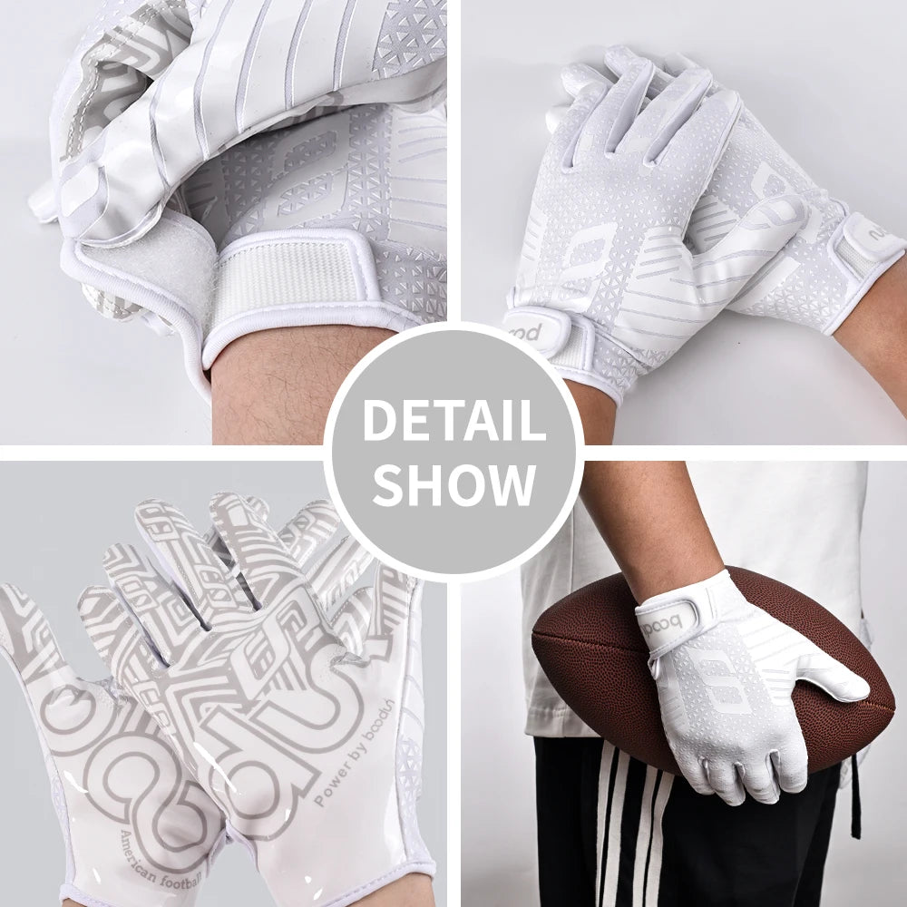 Outdoor Sports American Rugby Gloves Hand Protection, Magic Tape Adhesive Buckle Competition Training Gloves Four Season S252256
