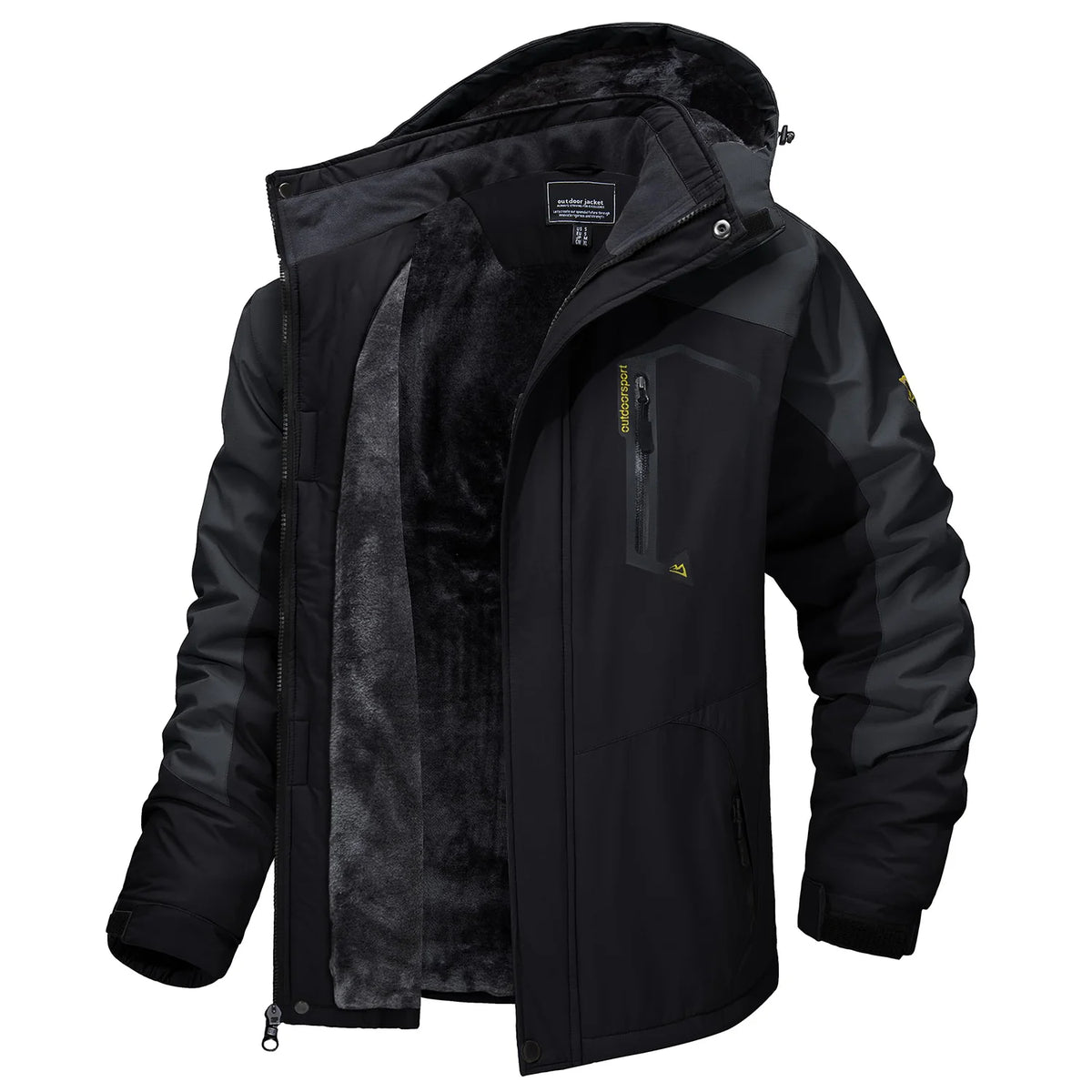 TACVASEN Mens Winter Parka Jackets Waterproof Fleece Lined Warm Ski Coats Outdoor Fishing Padded Jackets With Multiple Pockets
