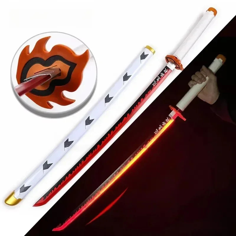 Demon Slayer Glow Katana Set LED Sword Sabre Blade Ninja Knife Safe Unsharpened Decorative Cosplay Display Photo Prop