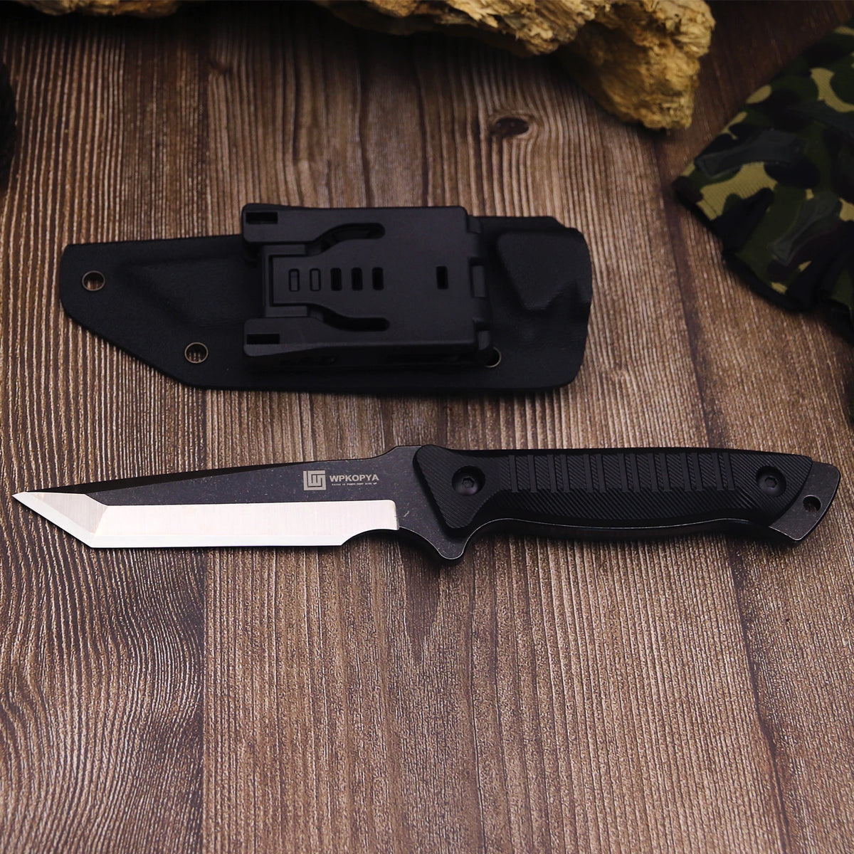 WPKOPYA (USA) 440c full Tang knife, hunting straight knife +K sheath, outdoor tool knife, camping survival knife