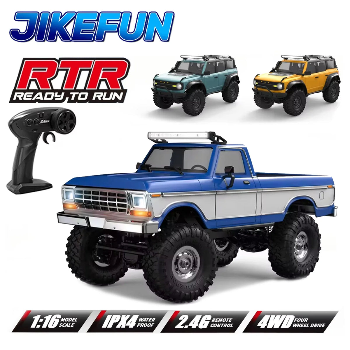 HB Model 1/16 RC Car 2.4G 4WD Off-Road Remote Control Cars with Colorful Lights Crawler Climbing Vehicle Toys for Adult