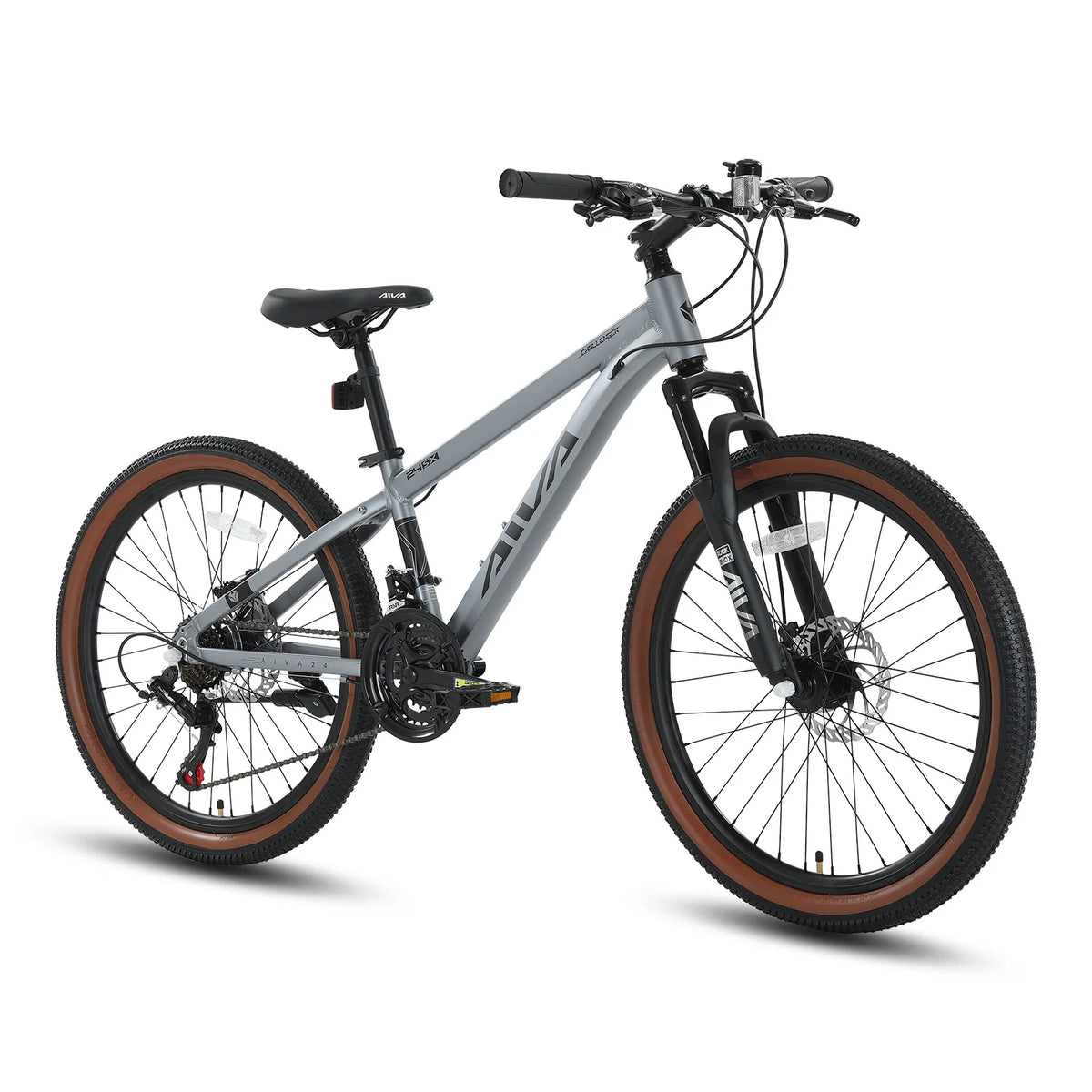 AIVA MT24FS 24 Inch Hardtail MTB, 21 Speed Mountain Bike, Bicycle for Teenagers and Adults, Lightweight Aluminum Frame, Suspension Fork, Front & Rear Disc Brakes