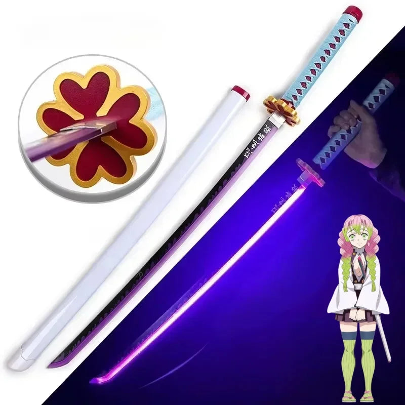 104cm Bright Katana LED Light Sword Kimetsu No Yaiba Anime Cosplay Prop Real Size Japanese Katana Samurai Sabre Demon Slayer