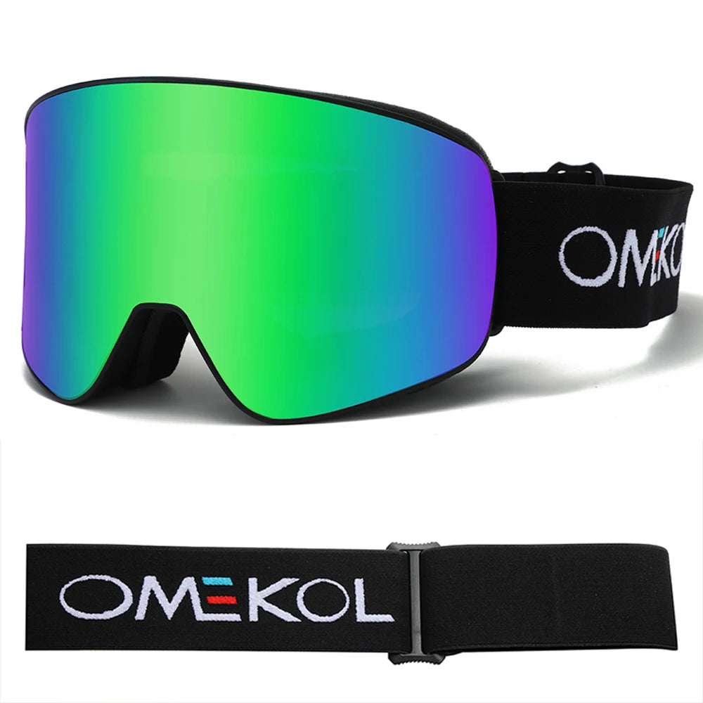 OMEKOL BRAND Double Layers Anti-fog Ski Goggles Men Women Outdoor Sport Hiking Mask Snow Snowboard Glasses Snowmobile Eyewear