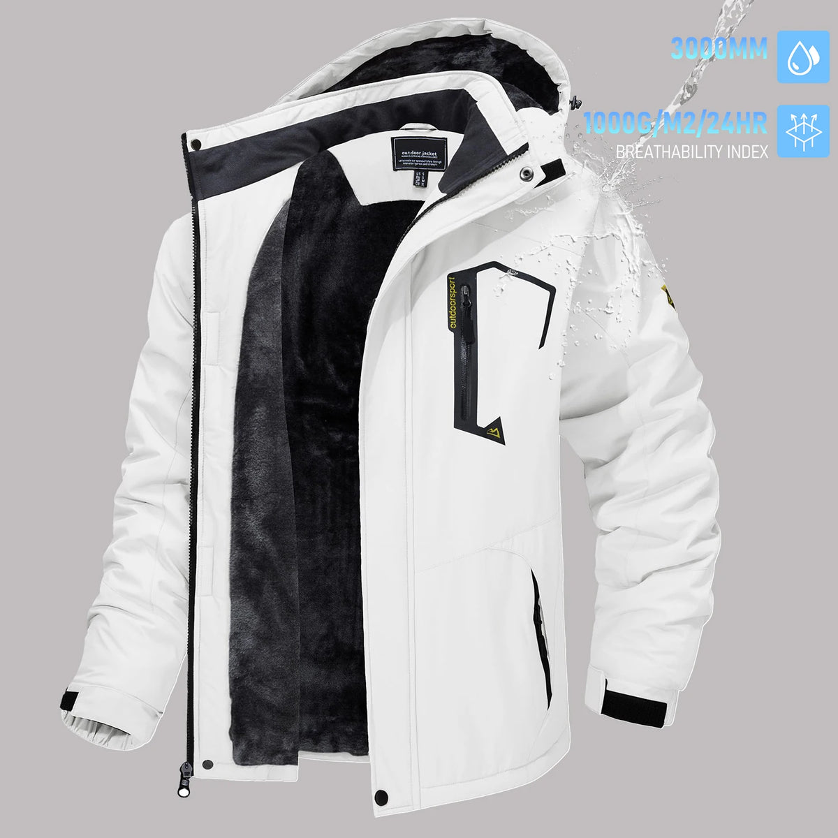 TACVASEN Men's Winter Ski Parka Jacket Waterproof Fleece Lined Insulated Thermal Snowboard Jacket Snow Coat with Detached Hood