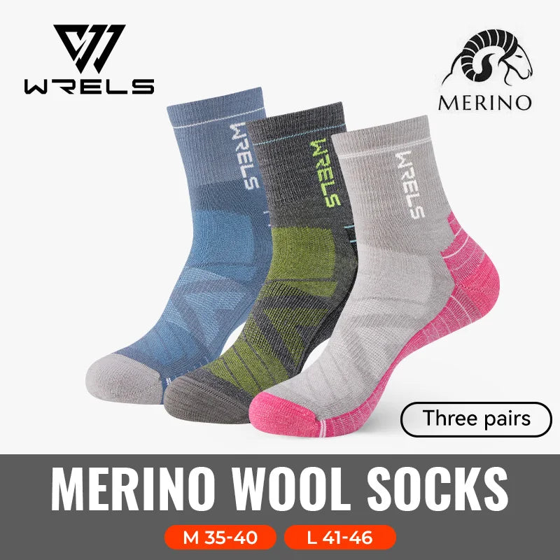 WRELS 1/2/3Pairs Merino Wool Socks Thick Hiking Socks Thermal Socks Moisture Wicking Running Hiking Anti-slip Winter Wool Socks
