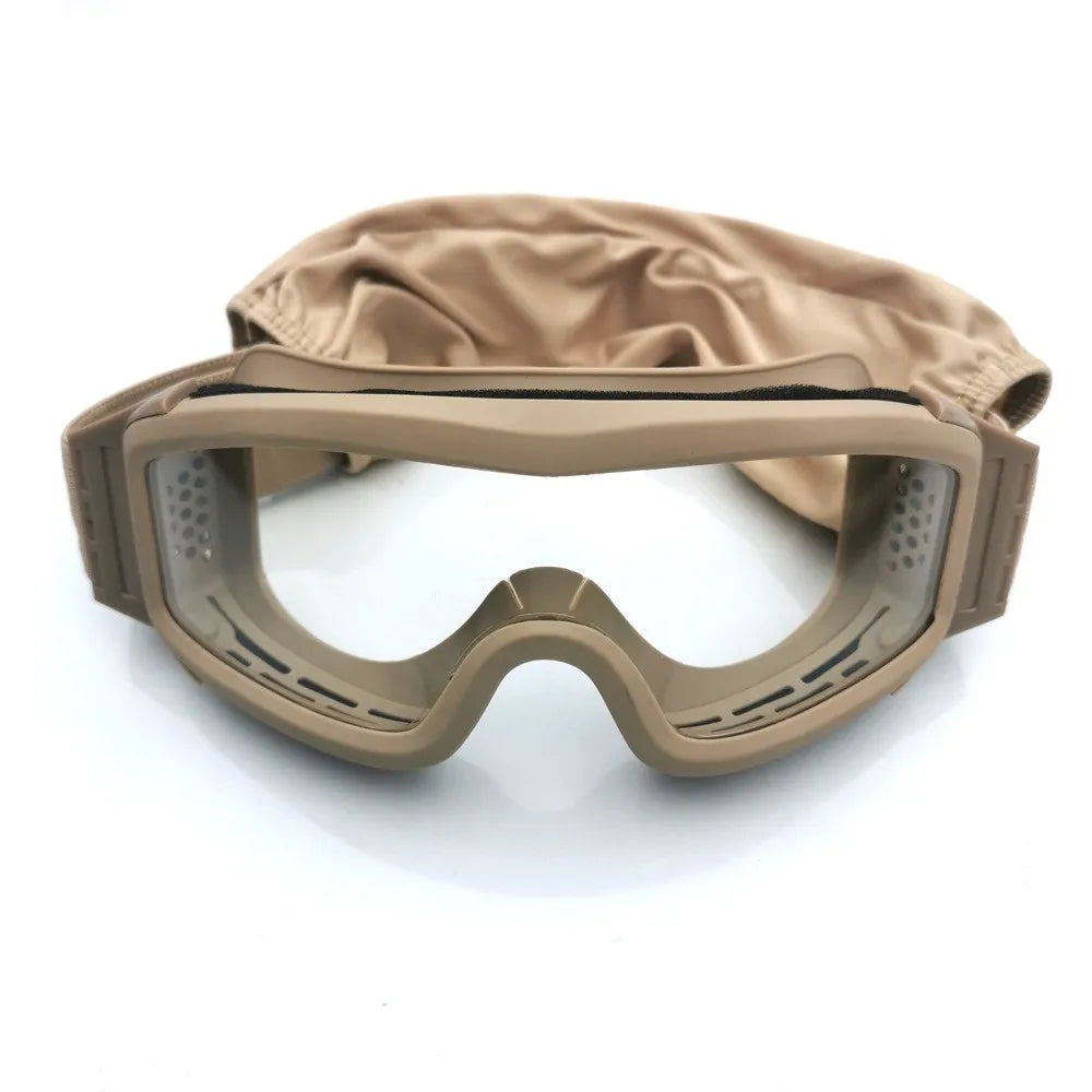 Military Tactical Goggles Windproof Airsoft Paintball Glasses Men's Women War Game Glasses Camping Hiking Sand Prevention UV400