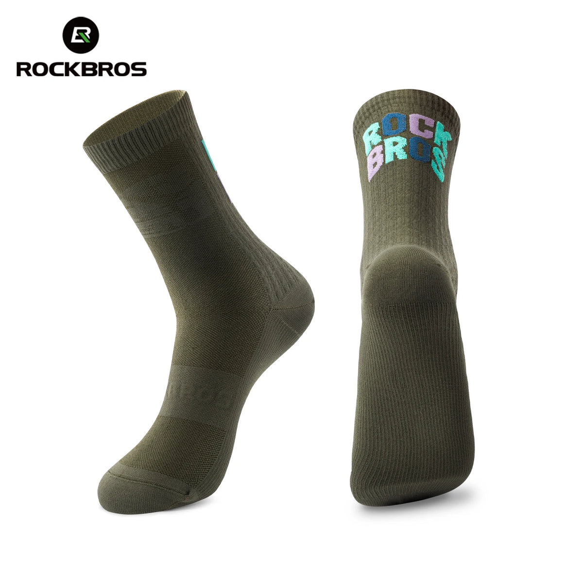 ROCKBROS Cyclying Socks Antibacterial Compression Socks Breathable Quick-Dry Socks High Elasticity Outdoor Socks with Color Logo