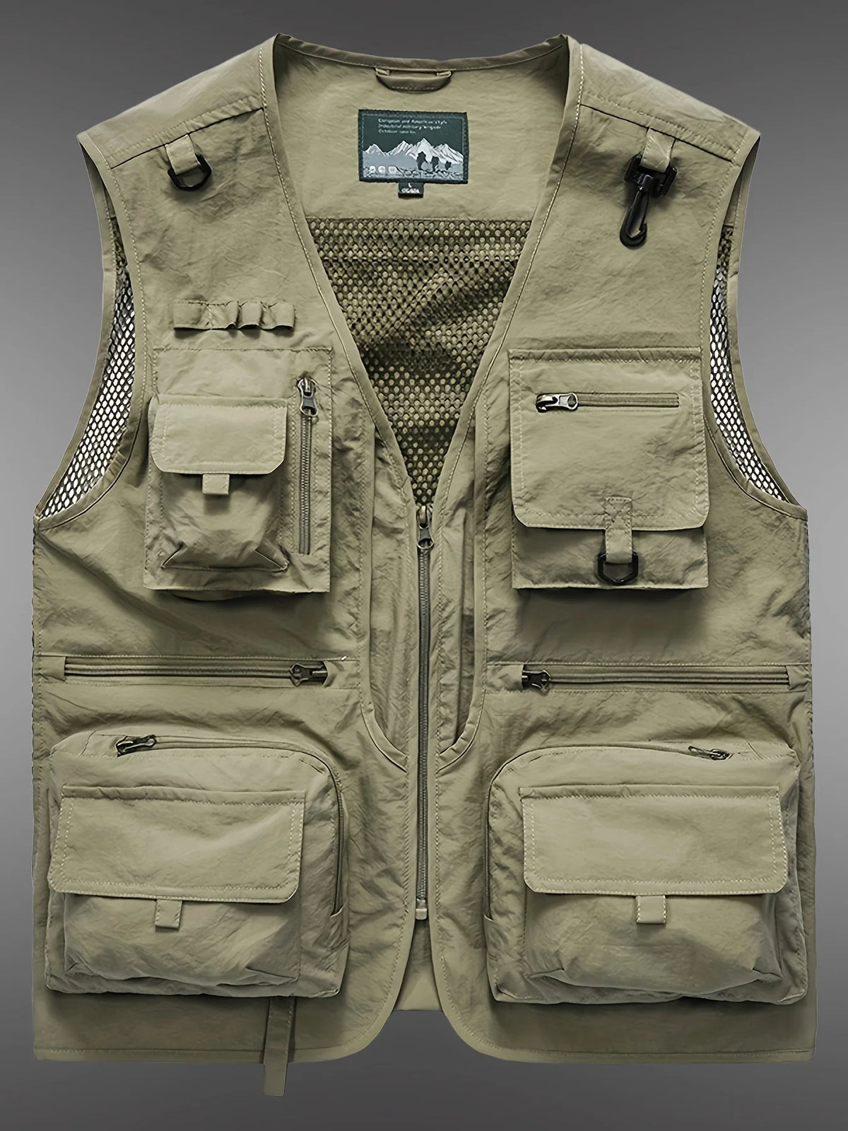 Men's Outdoor Workwear Vest Stand Up Collar Zipper Multifunctional Vest Fishing Photography Mountaineering Sleeveless Vest