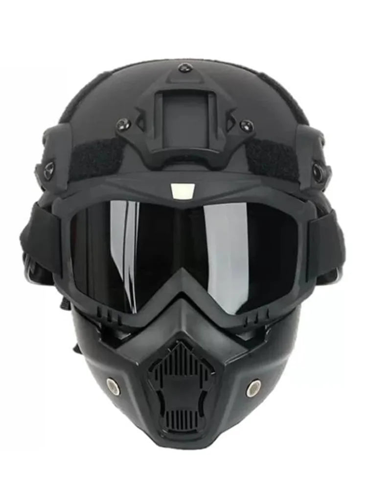 Tactical Full Face Helmet MICH ABS - Detachable Goggles & NVG Bracket for Airsoft CS Outdoor Wargame Protective Gear