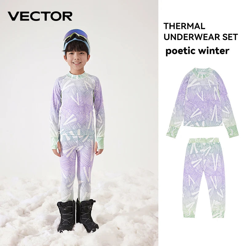VECTOR Children's Ultra Soft Winter Quick Dry Base Layering Set Microfiber Fleece Thermal Underwear Long Johns Set Clothes