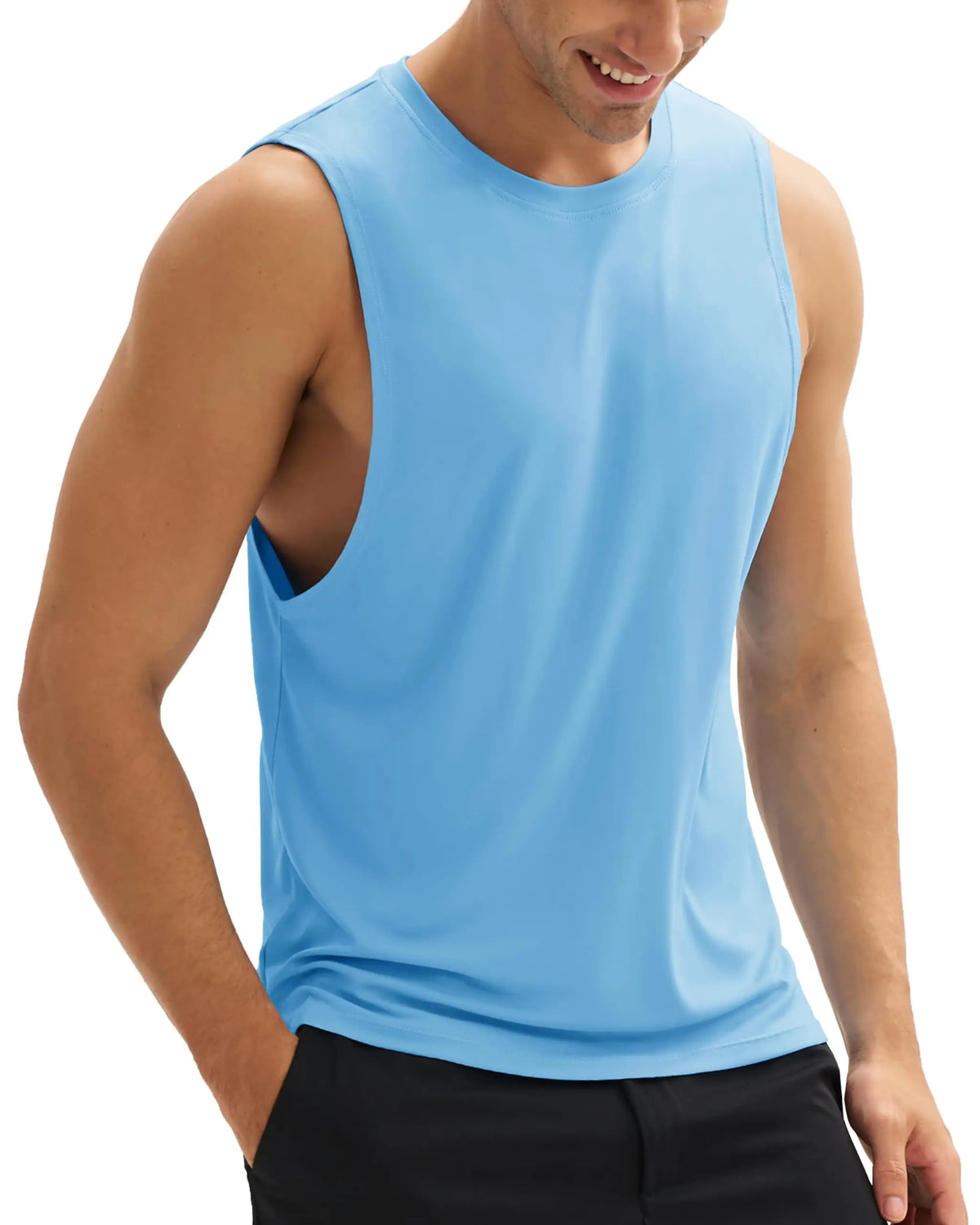 TACVASEN Summer Workout Tank Tops Mens Quick Dry Lightweight Sleeveless Shirts Gym Bodybuilding Muscle Tee Shirt Running Tee